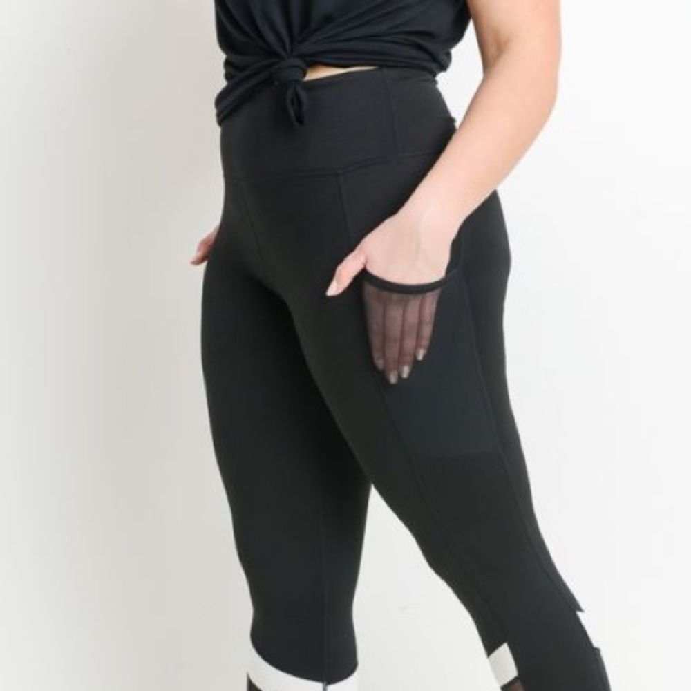 Highwaist Color Block Mesh Compression Legging